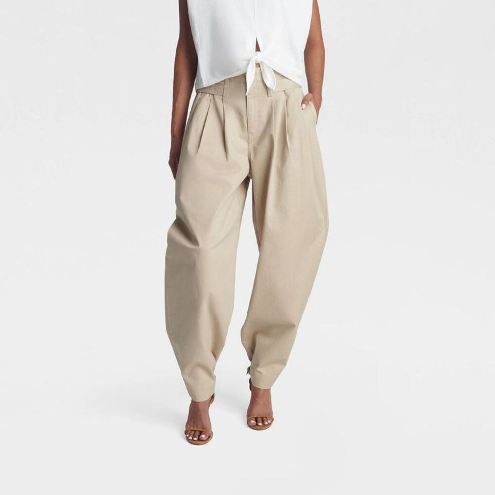 KBB by KAHLANA Women's High-Rise 'The Barrel Trouser' - Khaki 4